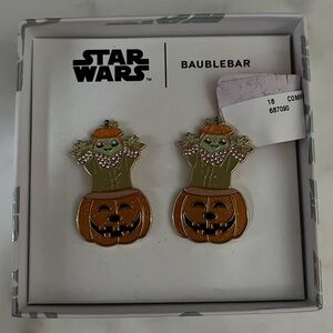 Disney BaubleBar Star Wars Grogu (Baby Yoda) Jack O Lantern Pumpkin Earrings